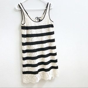BCBG  striped lace tank dress, black white